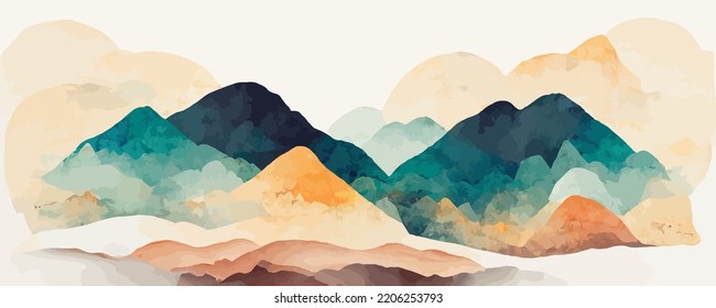 minimal abstract landscape background vector. Mountains, hills