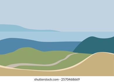 Mínimo abstrato paisagem montanha, estilo plano mínimo