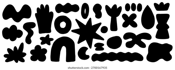 Minimal abstract layout with artsy shapes and naive rhythm. Funky cutout shapes set. Ideal for digital collages or fun graphic compositions