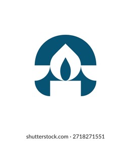 Minimal Abstract Leaf Flame Water Drop Logo Icon, Geometric Arch Emblem, Vector