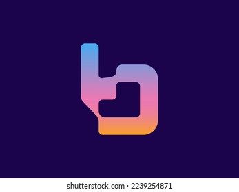 Logotipo mínimo abstracto y marca con color gradiente, diseño de logotipo de letra b para identidad de marca