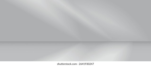 Minimal abstract light gray background for product presentation. Soft shadow and light from windows on white wall. eps10