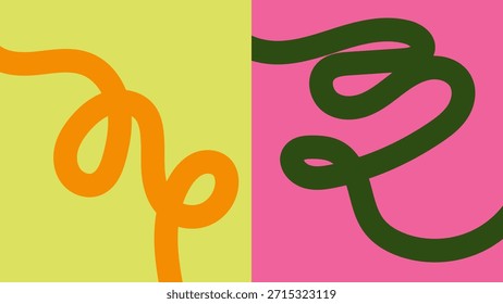 Fondo abstracto mínimo del arte de la línea con las curvas que fluyen. Formas lúdicas contemporáneas para diseños gráficos modernos