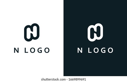 Minimal abstract line art letter N logo. You can find letter N in the negative space.