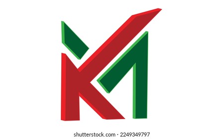 Minimal abstract line art letter KM logo. This logo icon incorporate with letter K and M in the creative way.