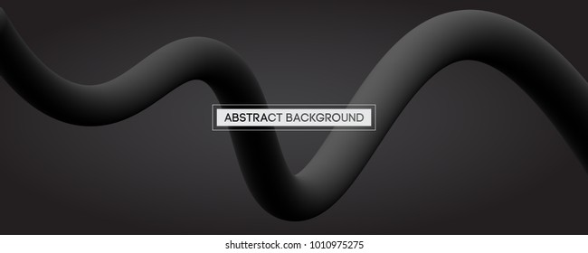 Resumen mínimo de las líneas curvadas de color negro líquido sobre fondo gris - Concepto de iluminación de vectores amplios