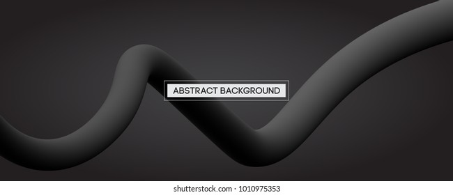 Resumen mínimo de las líneas curvadas de color negro líquido sobre fondo gris - Concepto de iluminación de vectores amplios