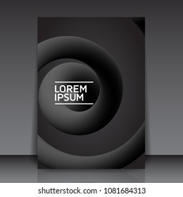 Líneas de curva líquida mínima abstracta en color negro - Fondo del vector de plantilla de volante editable