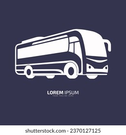 Minimal and abstract logo of bus vector school bus icon student bus silhouette isolated template design on dark blue background