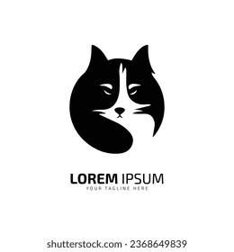 minimal and abstract logo of cat icon vector silhouette isolated design