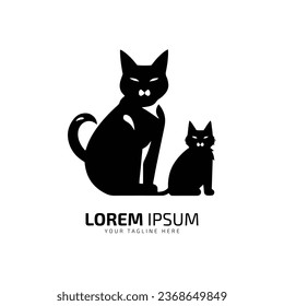 minimal and abstract logo of cat icon with kid cat vector silhouette isolated design