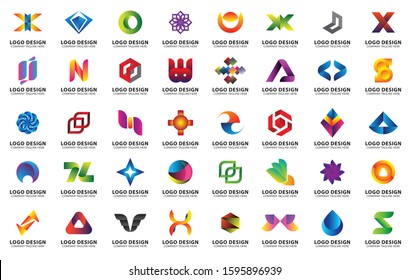 Mega Collection Geometrical Abstract Logo Design Stock Vector (Royalty ...