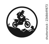 minimal and abstract logo of dirt bike icon mud bike vector silhouette isolated design motocross bike in circle