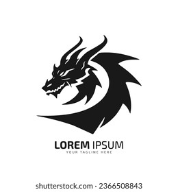 minimal and abstract logo of dragon icon silhouette isolated design art