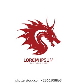 minimal and abstract logo of dragon icon vector silhouette isolated design art red