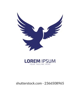 minimal and abstract logo of fly bird pigeon icon vector silhouette isolated