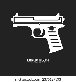 Minimal and abstract logo of gun vector pistol icon weapon silhouette isolated template design on black background