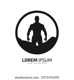 Minimal and abstract logo of gym vector man icon fitness silhouette isolated design gym club