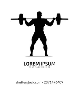 Minimal and abstract logo of gym vector man icon fitness silhouette isolated template design gym club standing person