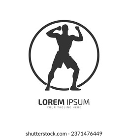 Minimal and abstract logo of gym vector man icon fitness silhouette isolated template design gym club boxer shape