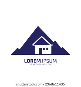 logotipo mínimo y abstracto de la silueta vectorial de la casa de ícono del hogar diseño aislado con montaña