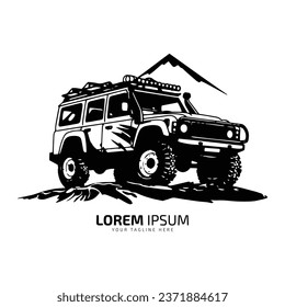 Minimal and abstract logo of jeep icon off road vector car silhouette design