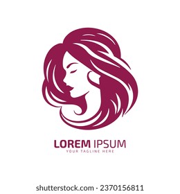 Logo mínimo y abstracto de la mujer icono de la mujer vectorial mujer silueta de la mujer patrón aislado mujer de diseño luz púrpura