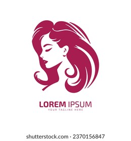 Minimal and abstract logo of lady vector girl icon woman silhouette female isolated template design pink woman