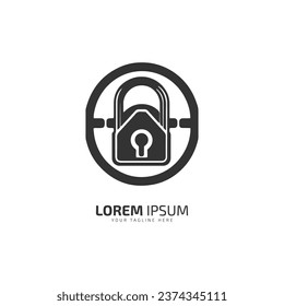 Logotipo mínimo y abstracto de la silueta de seguridad del vector de bloqueo diseño aislado icono de bloqueo negro