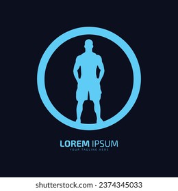 Minimal and abstract logo of man icon boy vector fitness male silhouette isolated in circle
