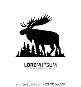 Minimal and abstract logo of moose vector elk icon fur silhouette isolated template design
