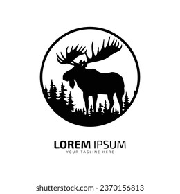 Minimal and abstract logo of moose vector elk icon fur silhouette isolated template