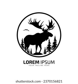 Minimal and abstract logo of moose vector elk icon fur silhouette isolated