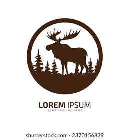 Minimal and abstract logo of moose vector elk icon fur silhouette