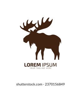 Logotipo mínimo y abstracto de diseño aislado de silueta de piel del icono del alce vectorial