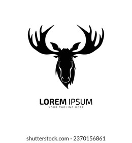 Minimal and abstract logo of moose vector elk icon fur silhouette isolated template design head of moose