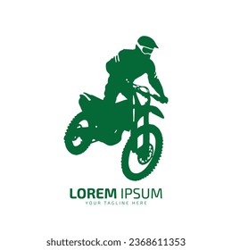 minimal and abstract logo of mud bike icon dirt bike vector silhouette isolated design green bike