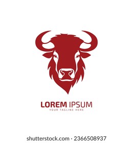 minimal and abstract logo of ox icon red bull vector silhouette isolated design art