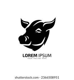 minimal and abstract logo of pig icon cow vector silhouette isolated design art