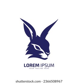 minimales und abstraktes Logo auf Kaninchensymbol mit Vektorsilhouette isolierter Design-Kunst