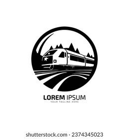 Logotipo mínimo y abstracto del diseño de la silueta del metro del vector del icono del tren