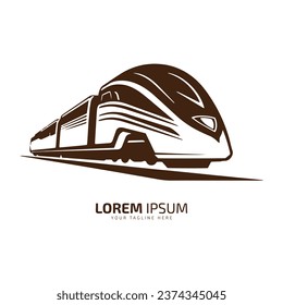 Logotipo mínimo y abstracto del icono del tren tram vector silueta del metro diseño aislado tranvía marrón