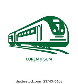 Minimal and abstract logo of train icon tram vector metro silhouette isolated design green train