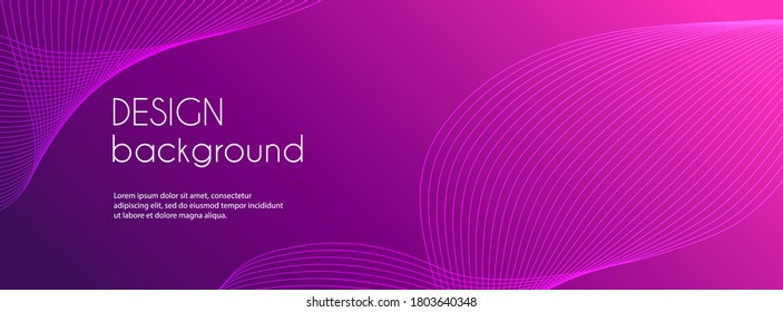 Minimal abstract long banner template for social media. Trendy dynamic wavy lines and copy space for text