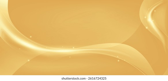 Minimal abstract luxury ads design. Modern elegant shiny gold wave gradient background vector for branding presentation