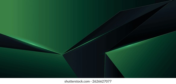 Minimal abstract luxury ads design. Modern elegant green and black polygon background vector for branding presentation