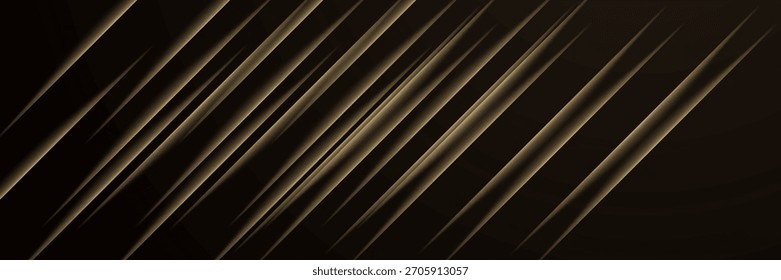 Minimale abstrakte Luxuswerbung Design. Moderne elegante glänzende Goldlinien auf braunem dunklem Farbverlauf-Hintergrund. modern