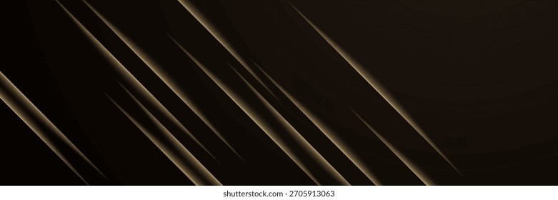 Minimal abstract luxury ads design. Modern elegant shiny gold lines on brown dark gradient background. eps10