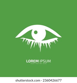 Minimal or abstract man eye logo vector icon silhouette isolated on green background