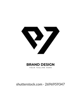 Logotipo de monograma abstracto mínimo con letras Pv o Vp, ideal para la marca moderna y el diseño de identidad creativa.